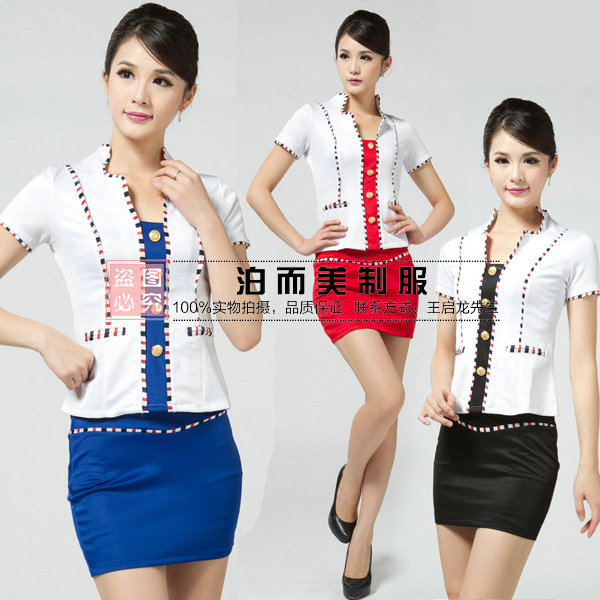 Free shipping Stewardess clothing summer uniform professional set women's skirt work wear work wear