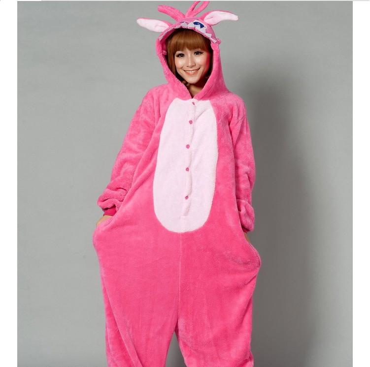 Free Shipping Stitch Footed Pajamas Women Sleepwear Winter Coral Fleece Hooded  Full Wholesale 3pcs lot 3% Discount Retail