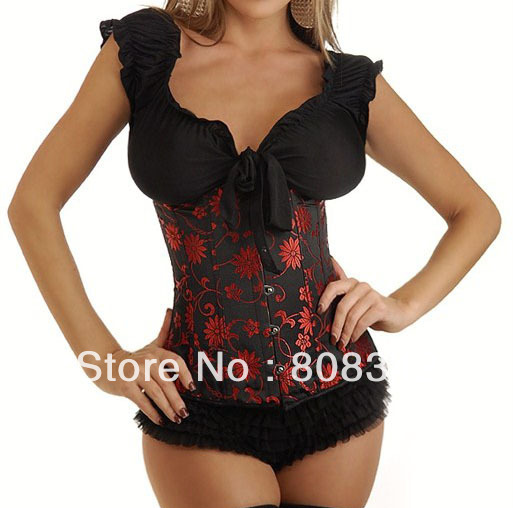 Free Shipping Strapless Corset Sexy Lingerie with G-string Women Bustie Slimming Underwear Shaper Red Color MOQ 1 Piece 9422