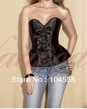 Free Shipping Strapless Pleated Burlesque Skirted Corset