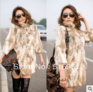 free shipping Straw yellow rabbit hair coat female fur