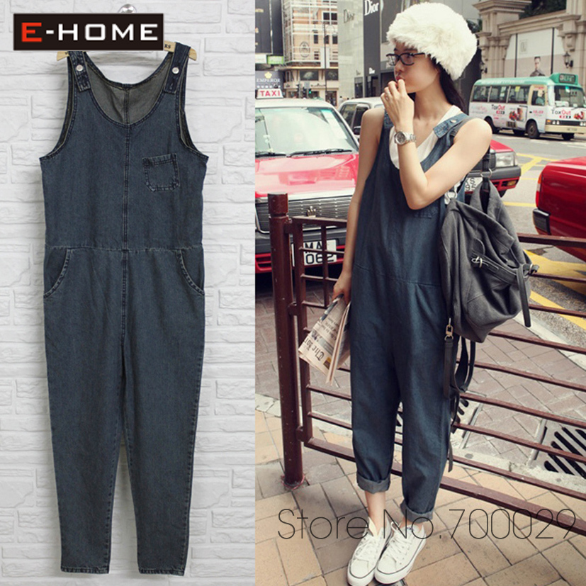 Free Shipping! Street all-match plus size loose denim suspenders trousers harem pants overalls jumpsuit-WHB-B44