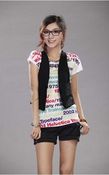 Free Shipping Street Wear Fashion Style Match V Collar sleeveless Sequin Embellished Vest Black LF12042507