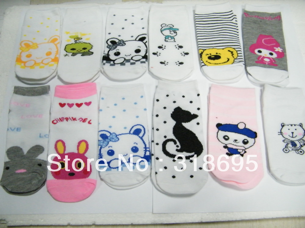 Free shipping !Style full cute cartoon socks sock slippers socks  straight socks  lovely shipped randomly  spandex   cotton