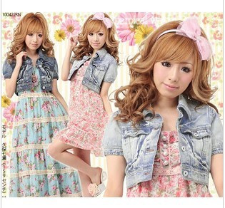 free shipping Submissively clothing 2010 magazine all-match short-sleeve denim coat denim outerwear