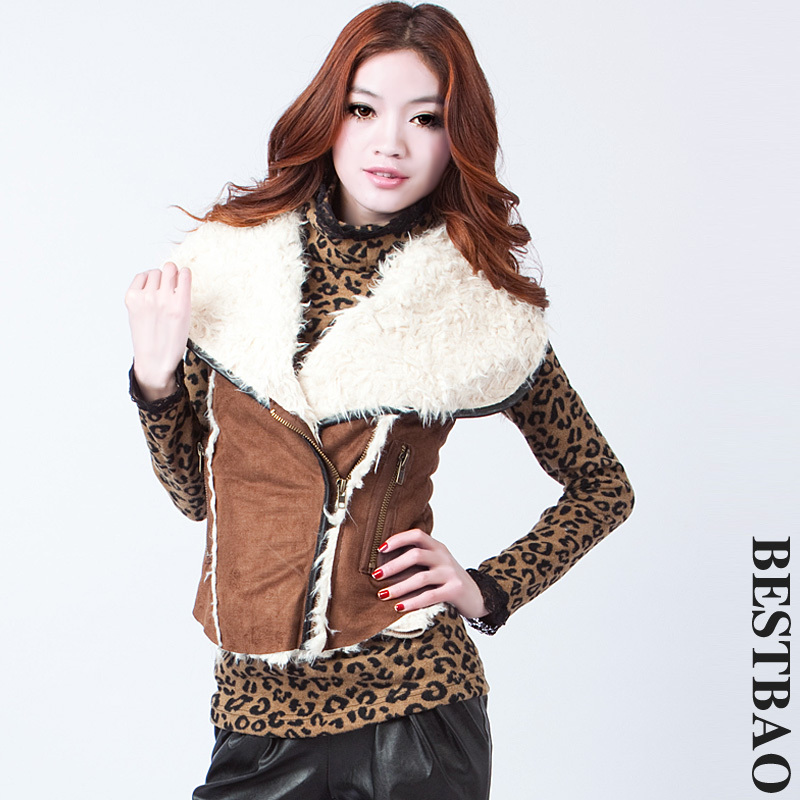 free shipping Suede fabric vest thermal macrotrichia liner large lapel slim bestbao female 9148