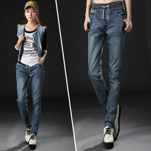 Free shipping Sugar sugar 2012 autumn women's elastic high waist high waist jeans pencil pants denim trousers female