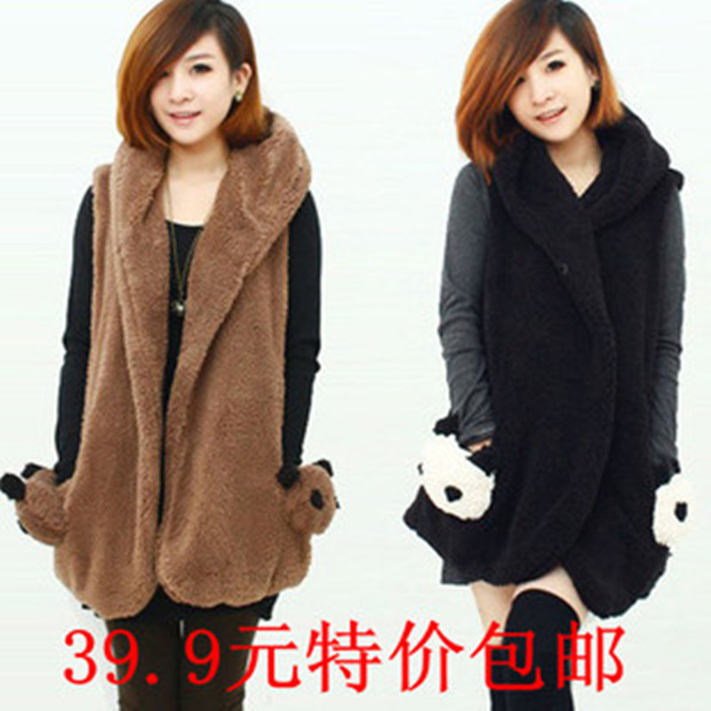 Free shipping Sugar sugar 2012 berber fleece pocket vest outerwear vest female fashion