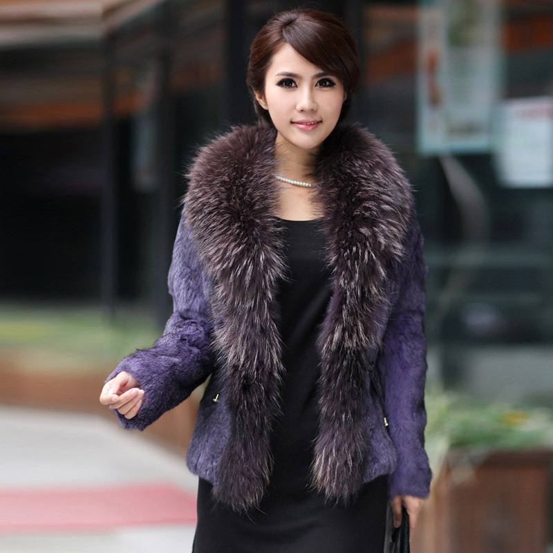 free shipping Sukracarya 2012 high quality raccoon rabbit fur coat y553