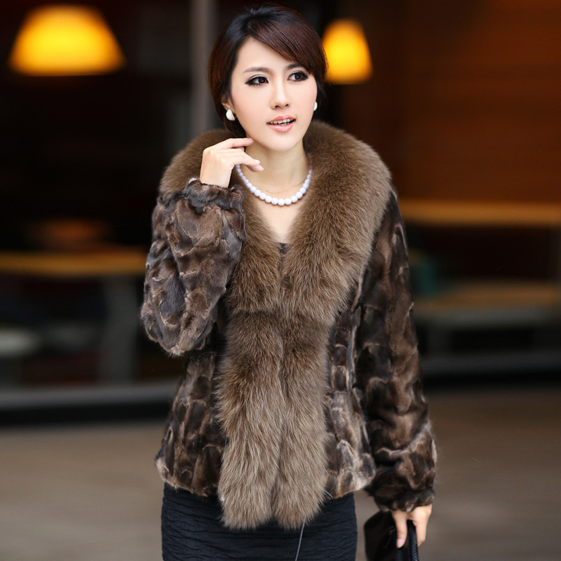 free shipping Sukracarya 2012 women's marten overcoat mink fight mink fox fur coat