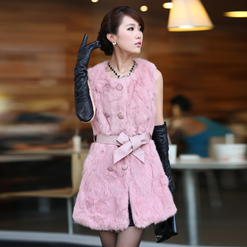 free shipping Sukracarya fur coat 2012 medium-long rabbit fur vest short design female fur