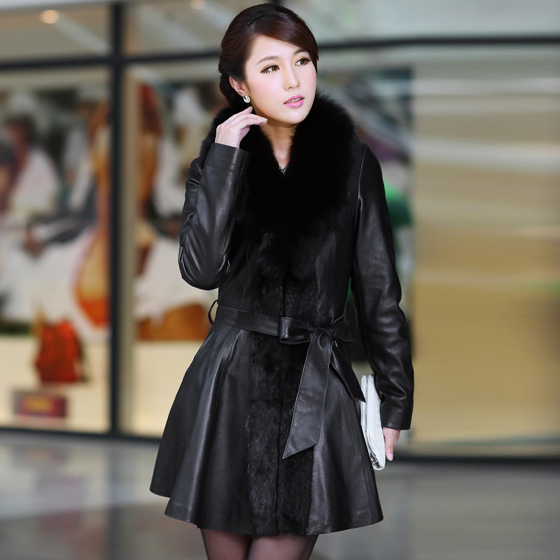 free shipping Sukracarya genuine leather clothing plus cotton slim fox fur sheepskin women's leather clothing yst1111