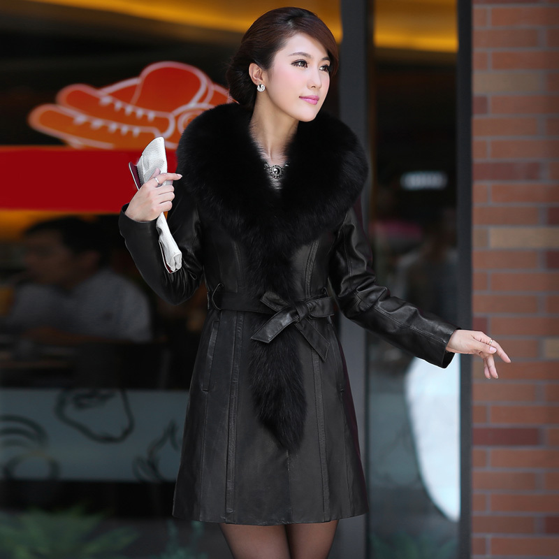 free shipping Sukracarya leather clothing 2012 fox fur sheepskin genuine leather clothing female medium-long 1118