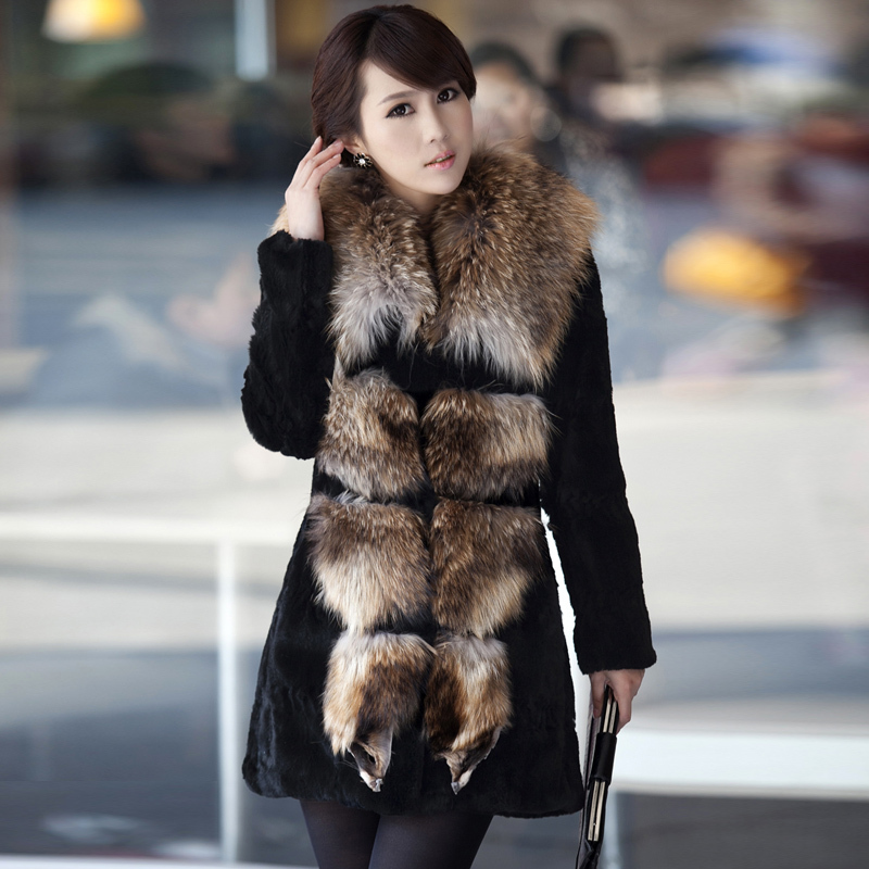 free shipping Sukracarya rex rabbit trophonema raccoon fur female fur coat a-y5521