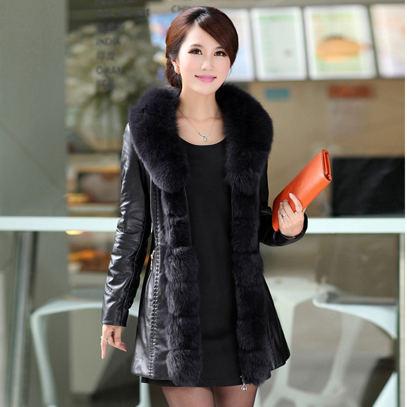 free shipping Sukracarya women's sheepskin genuine leather clothing plus cotton fox fur coat 8782