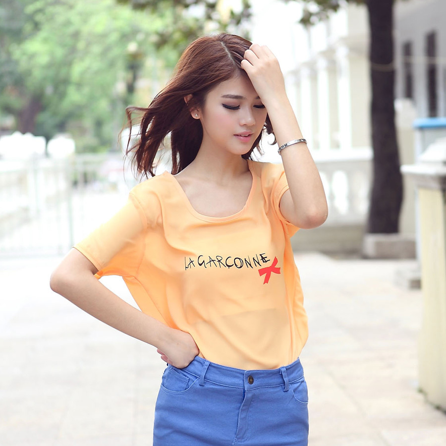 Free shipping Summer chiffon shirt print short-sleeve chiffon shirt chiffon yarn breathable summer