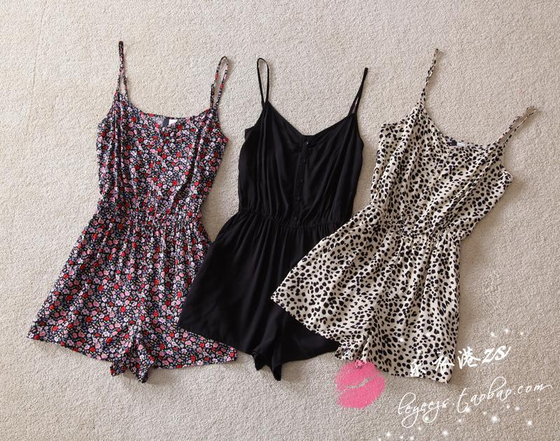 Free shipping!  summer  fashion   leopard print stripe one piece shorts jumpsuit