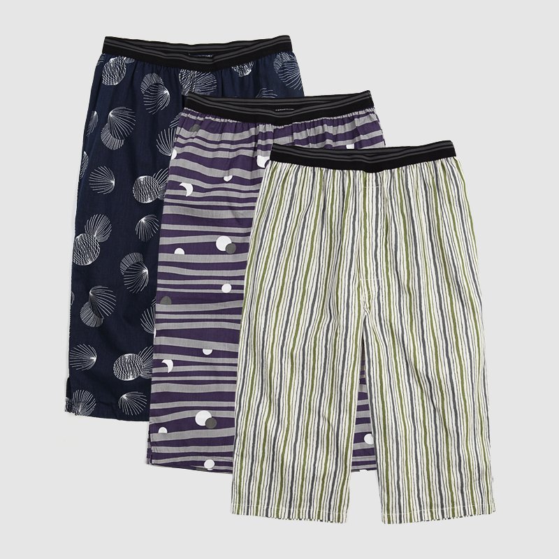 Free shipping! Summer medium-long lovers derlook 100% cotton beach pants seven pajama pants