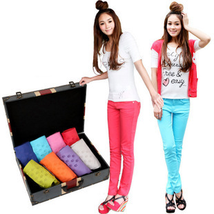 Free shipping Summer multicolour candy color pencil pants skinny pants jeans female women's trousers