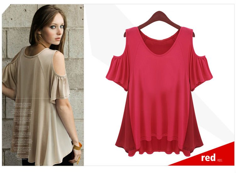 Free Shipping Summer New Arrivel Womens Sexy Off Shoulder Cotton Chiffon Patchwork Tops Blouse R0461