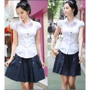 Free shipping Summer personalized 100% short-sleeve cotton shirt bust skirt women's ol work wear set skirt female