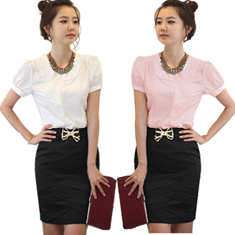 Free shipping Summer set women's fashion 2012 short-sleeve shirt ol professional dress skirt slim elegant type