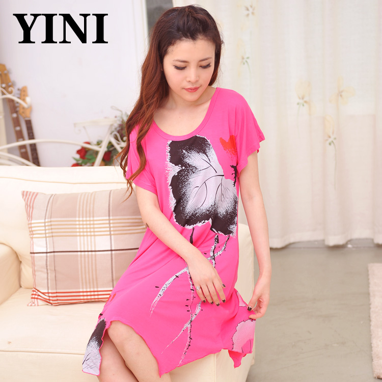 free shipping Summer women's modal o-neck short-sleeve dress clothing nightgown lovely nightgown 26029