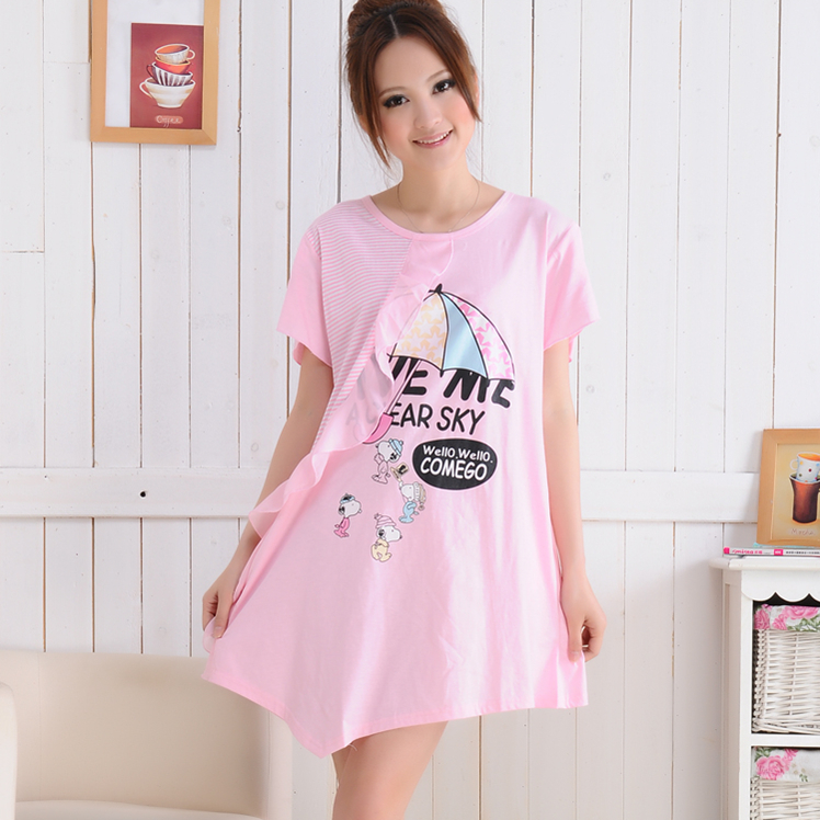 free shipping Summer women's skirt cartoon nightgown lovely sleepwear lounge t2024