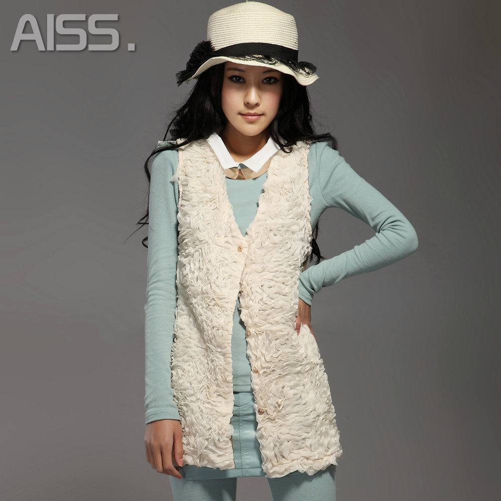 Free shipping Sweet elegant all-match flower medium-long vest vest