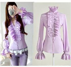 Free shipping Sweet Long sleeve women blouses,Retro palace princess speaker sleeve shirt , size#S/M/L/XL 4 COLORS