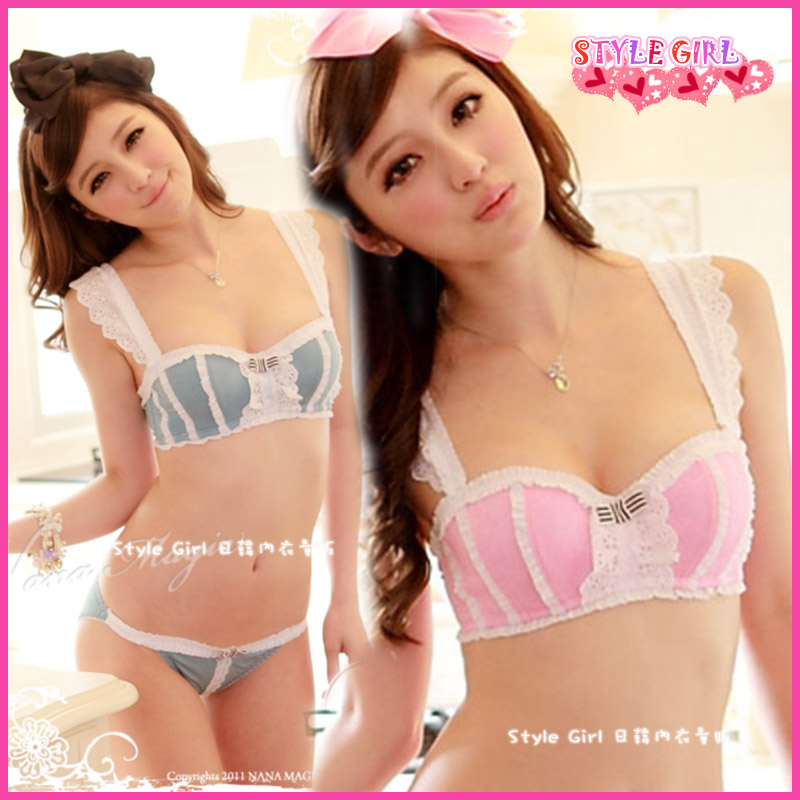 free shipping Sweetie faux denim lace cup princess bra underwear set