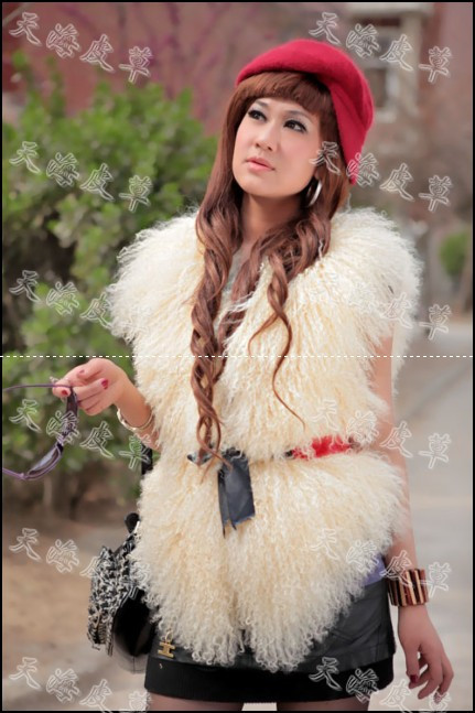 Free Shipping! Sz beach wool vest fur vest star elegant fur vest