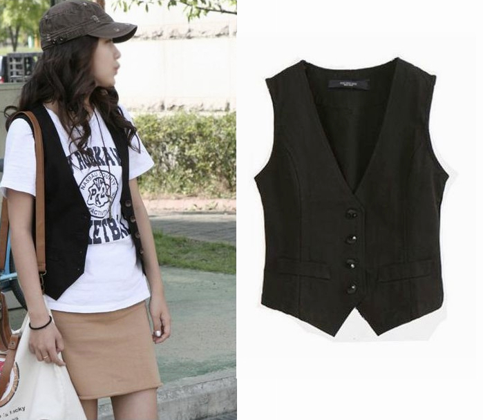 Free Shipping T-shirt excellent 2012 suit women's short design slim vest