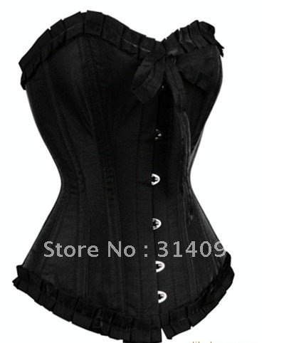 Free shipping!! Taffeta Overbust Corset Black Sexy Lingerie sexy corset sexy bustier  wholesale retail 8179