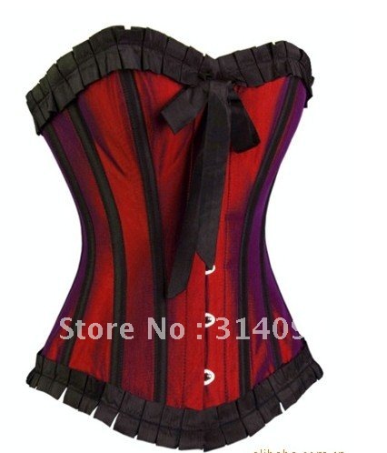 Free shipping!! Taffeta Overbust Corset body lift shaper Burgundy Sexy Lingerie wholesale retail 8179