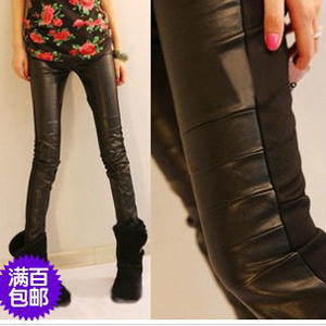 Free shipping Take-it mushroom legging female  ladies leggingsl casual pants slim leather patchwork cotton skinny pants