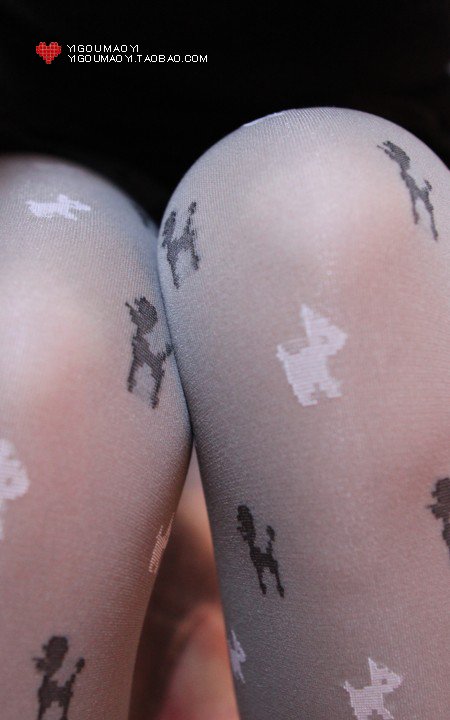 free shipping The day of ChanChao quality poodle dog design velvet tights 4 color into