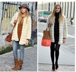 Free Shipping  The new 2012 han women's fashion medium style imitation rabbit hair imitation fur upset coat