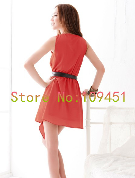 Free shipping The new romantic European-style lotus leaf drape Slim vest dress dress