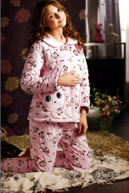 Free Shipping thick cotton-padded sleepwear lounge female z1751