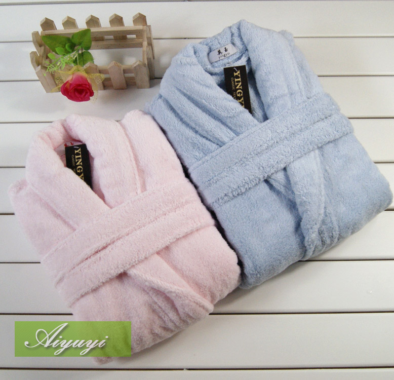 Free shipping! Thickening super 100% cotton yarn bathrobes bathrobe lovers design