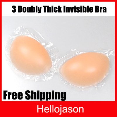 Free Shipping Thrice Thicker Silicone Invisible Bra Self-Adhesive Strapless PushUp Enhancer Breast Bra 50pcs/lot