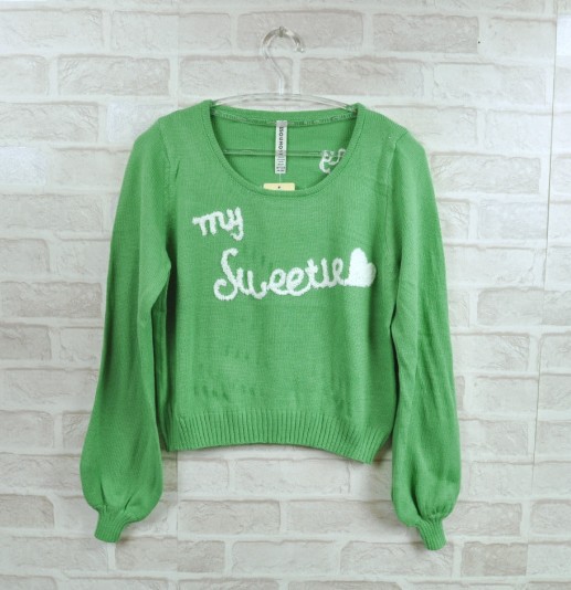 free shipping Titty co lena half-length short design love knitted letter sweater all-match