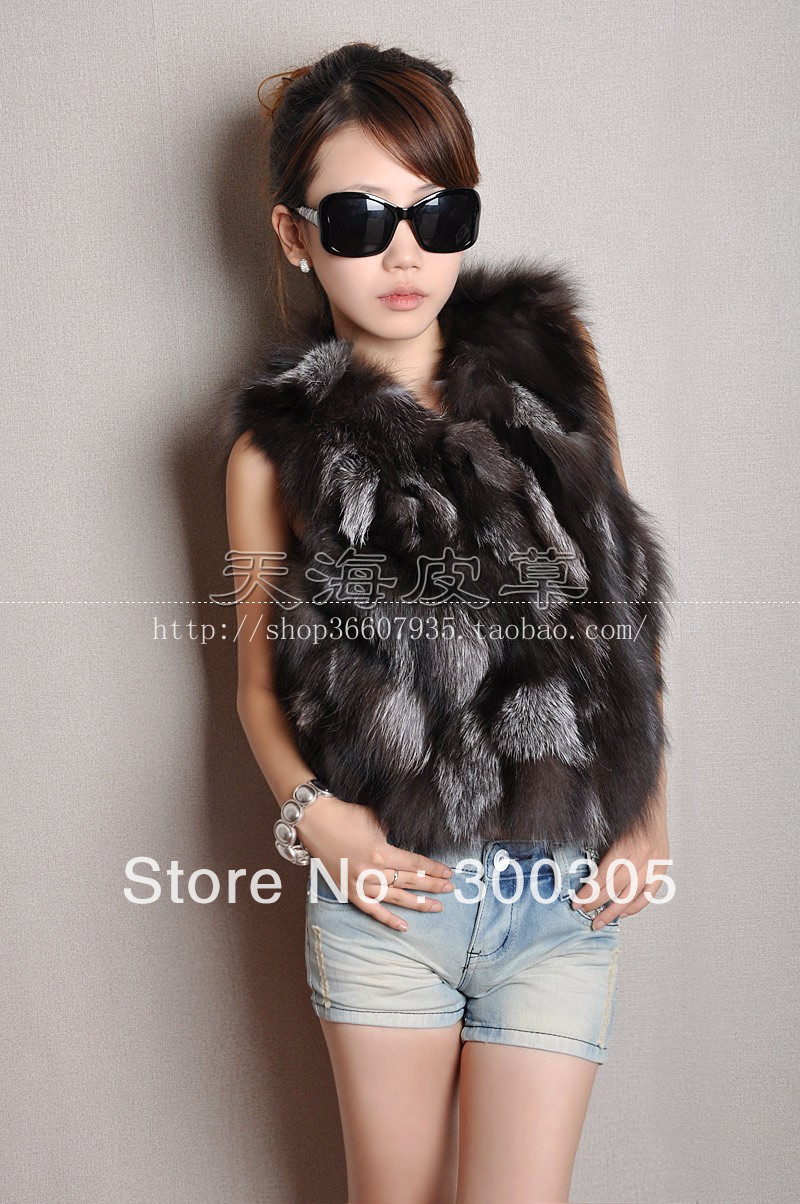 Free shipping to EMS Lady Fashion Genuine Fox fur vest/Waistcoat Style Newest In Stock Hot selling