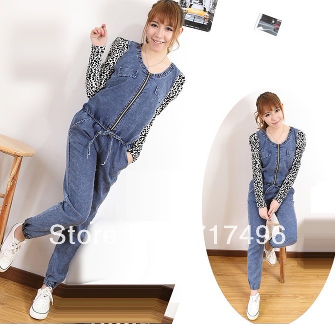 Free shipping To recommend the multifunction Korean women denim overalls free size