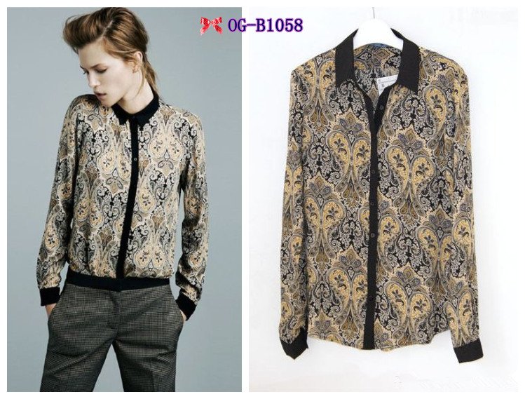 Free shipping, Top brand style 2012 Popular long sleeve totem print Women cotton Blouses, 1 color  S, M, L