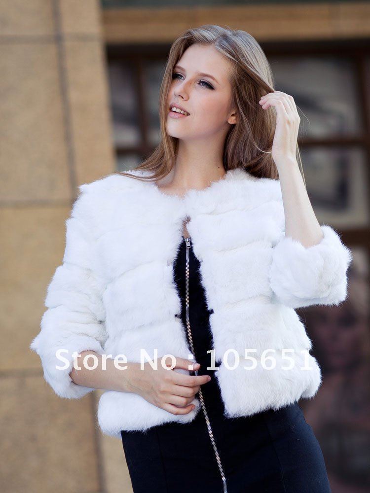 Free shipping Top quality New arrivel  - Luxury Lady's three quarter fur coat,Women's rabbit fur coat shot outerwear