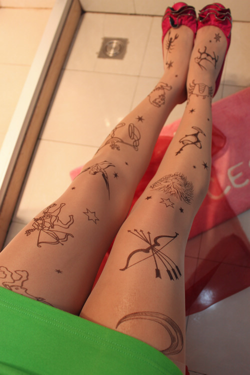 Free shipping Top tattoo stockings ultra-thin pantyhose