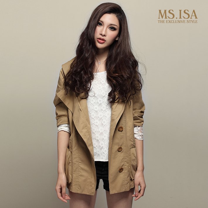 Free Shipping Trench 2012 spring single breasted hooded casual 100% cotton half sleeve elegant trench outerwear female