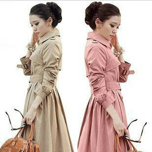 Free Shipping  trench female outerwear autumn and winter plus size slim women's trench outerwear